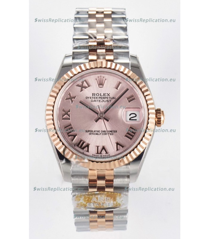 Rolex Super Clone Datejust ETA 2688 Movement 31MM Two Tone Rose Gold Swiss Champange Dial