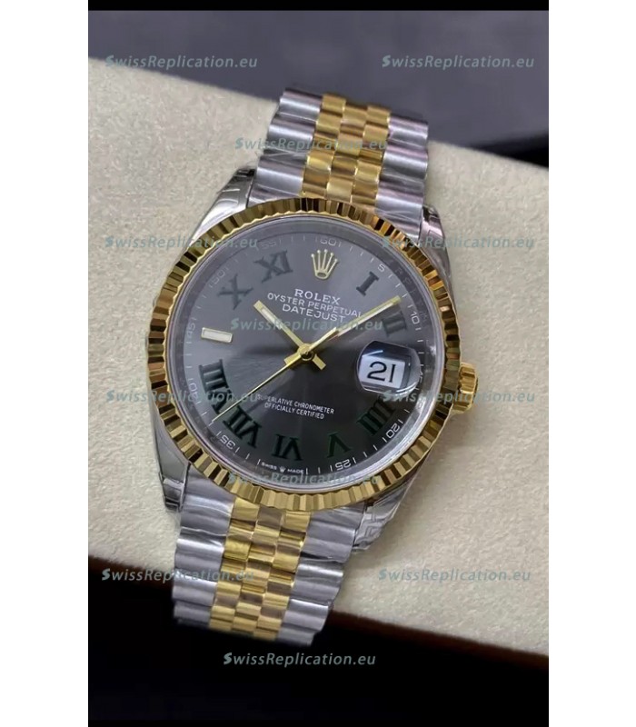 Rolex Datejust 36MM Cal.3135 Movement Swiss Replica Watch in 904L Steel Two Tone Grey Dial