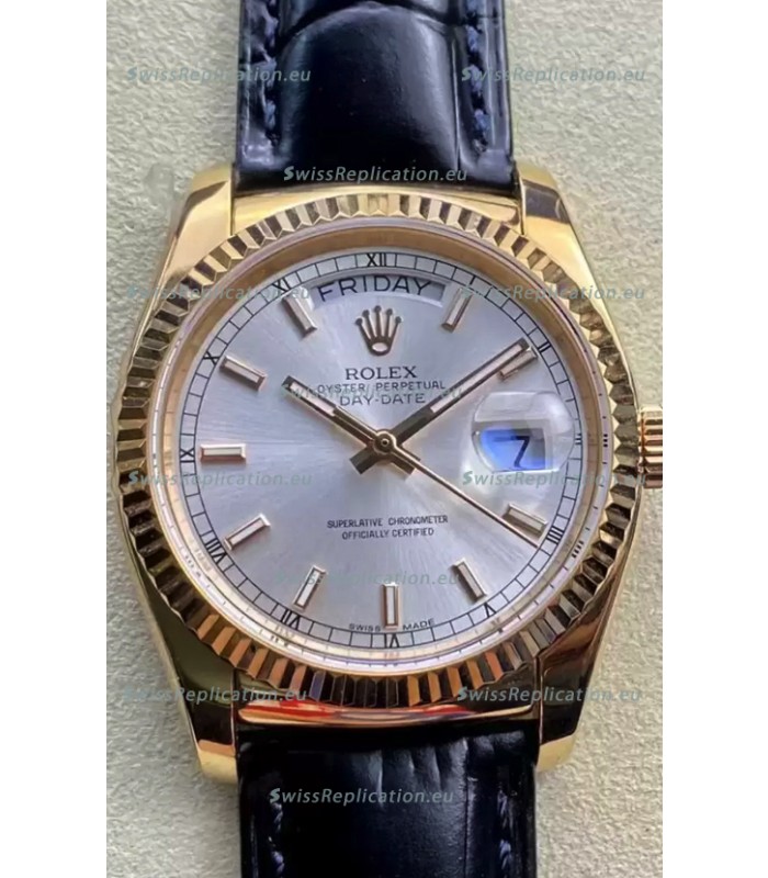 Rolex Day Date Yellow Gold Casing Watch in Steel Dial 36MM - 1:1 Mirror Quality 