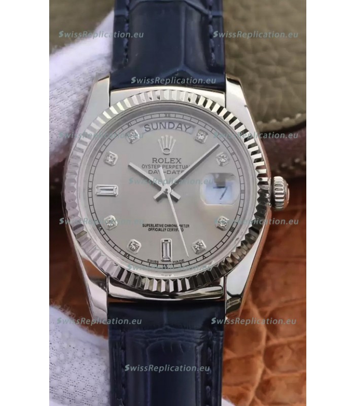 Rolex Day Date 904L Steel Casing Watch in Grey Dial 36MM - 1:1 Mirror Quality 