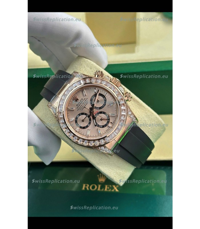 Rolex Daytona Super Clone Rose Gold Casing & Dial Cal.4131 Movement Watch Custom Sapphires Bezel