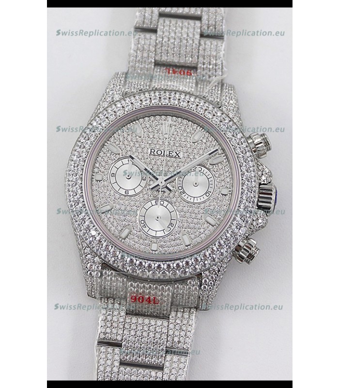 Rolex Cosmograph Daytona 904L Steel ICED OUT Cal.4130 Movement - 904L Steel Watch