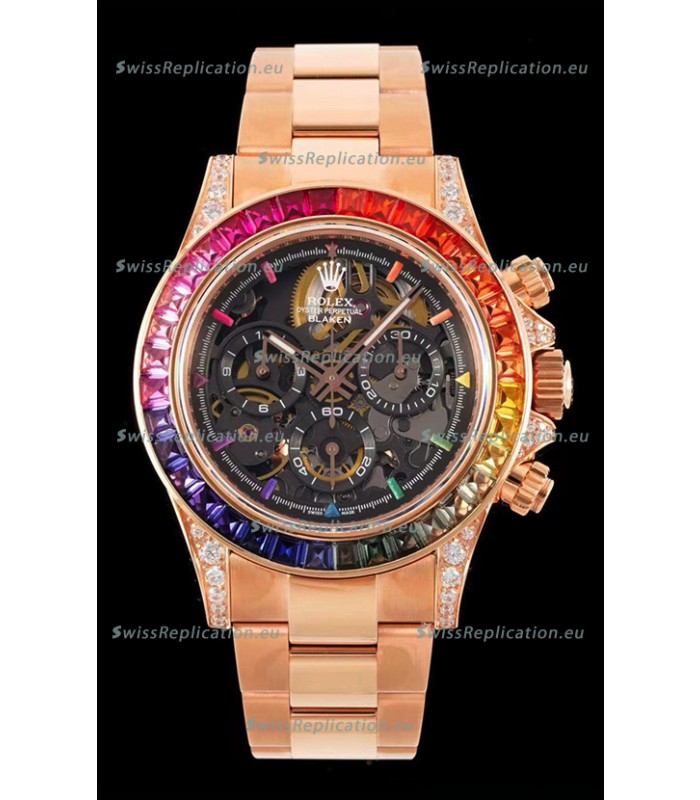 Rolex Daytona Blaken Gold 1:1 Swiss Mirror Replica Skeleton Dial Cal.4130 Movement