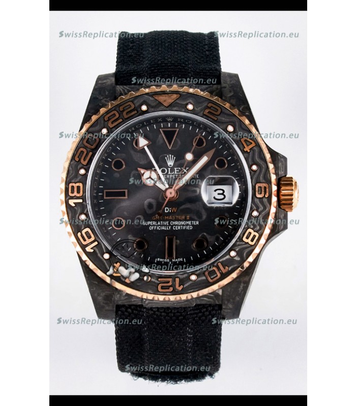 Rolex GMT Masters II Super Clone DiW Edition Swiss Replica Lightweight Carbon Casing Watch 