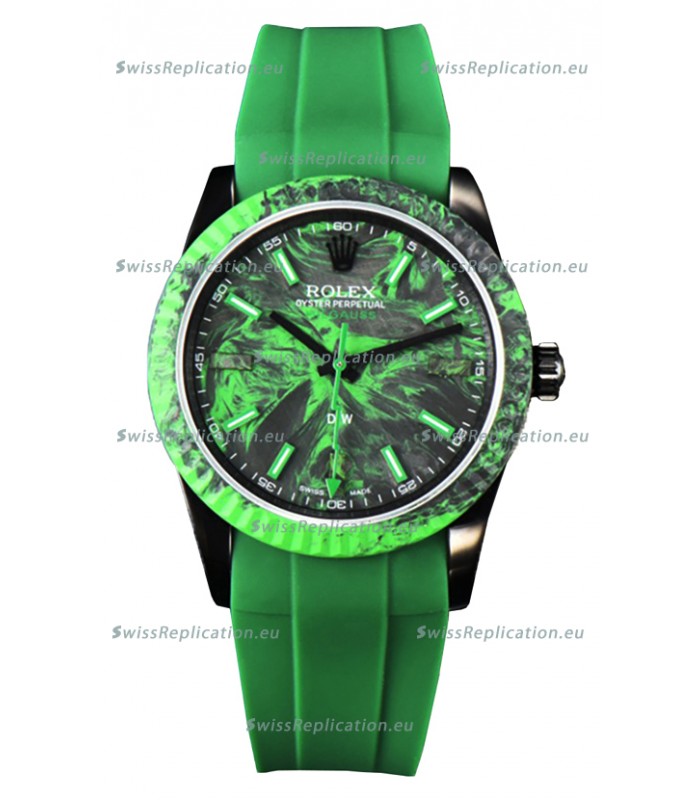 Rolex Milgauss DiW Green Carbon Casing Watch - ETA2836 Automatic Movement in Green Strap 