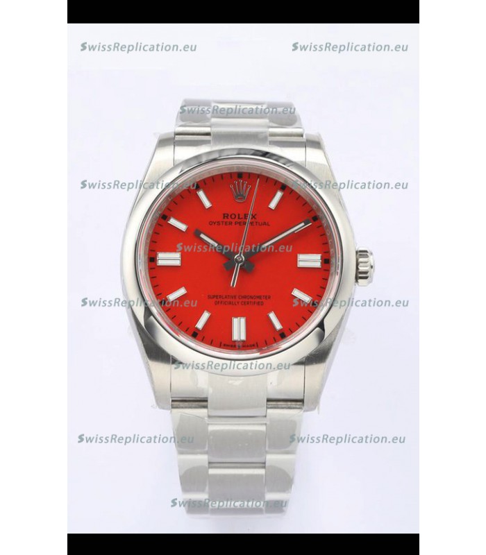 Rolex Oyster Perpetual REF#126000 36MM Swiss Movement Swiss Replica Red Dial 904L Steel 1:1 Mirror Replica Watch