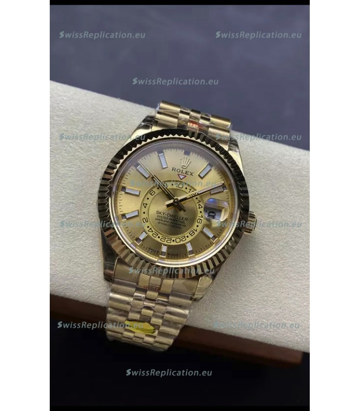 Rolex Sky-Dweller REF# 336935 Gold Dial Watch in Yellow Gold 904L Steel Case 1:1 Mirror Replica