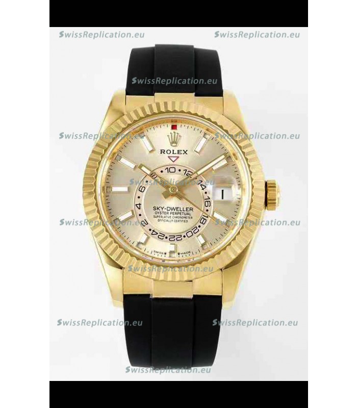 Rolex Sky-Dweller REF# 336935 Gold Dial Watch in Yellow Gold 904L Steel Case 1:1 Mirror Replica