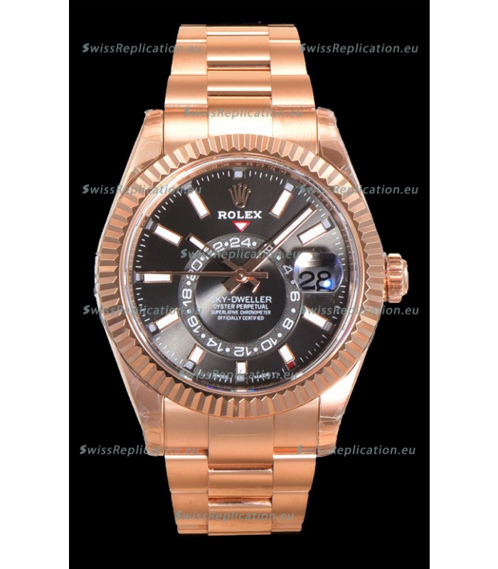 Rolex Sky-Dweller REF# 336235 Slate Dial Watch in Rose Gold 904L Steel Case 1:1 Mirror Replica