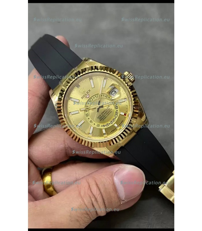 Rolex Sky-Dweller REF# M336235 Gold Dial Yellow Gold Watch in 904L Steel Case 1:1 Mirror Replica