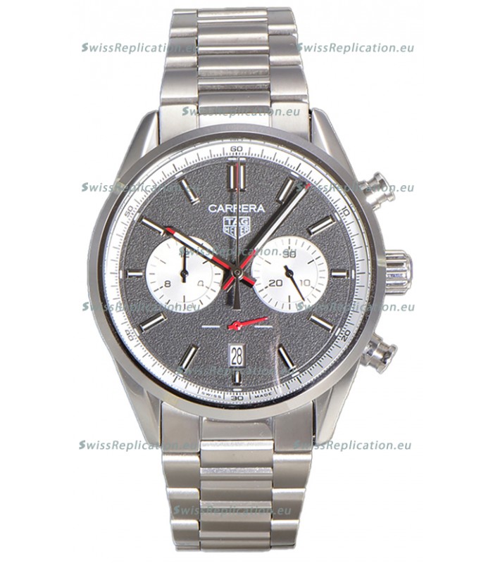 Tag Heuer Carrera Chronograph 43 Swiss Quartz Replica Watch Grey Dial Steel Strap