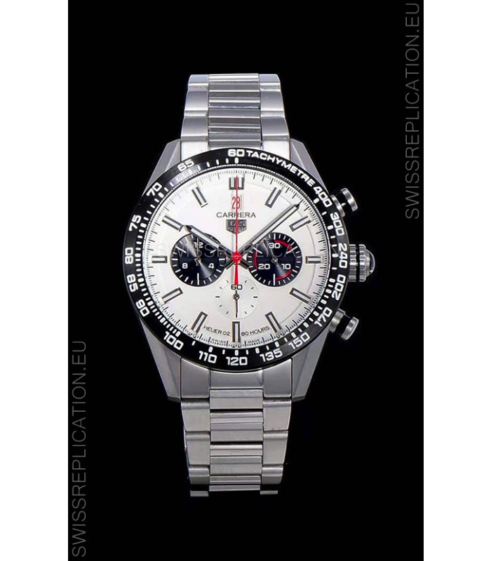 Tag Heuer Carrera Swiss Quartz Movement Replica Watch in White Dial - Stainless Steel Strap