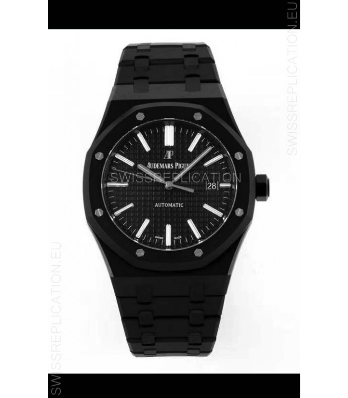 Audemars Piguet Royal Oak PVD Coated Swiss Replica Watch 3120 Swiss Movement - Black Dial 