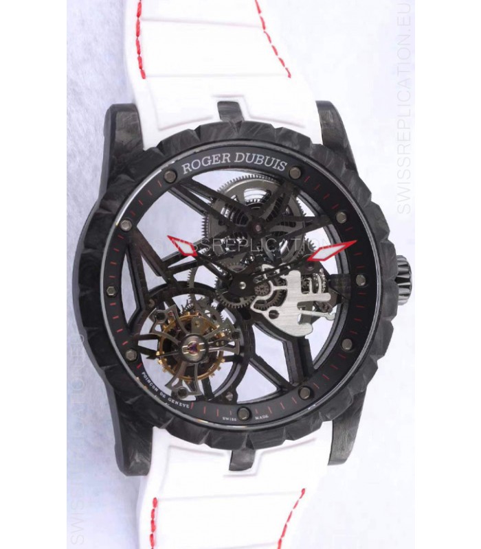 Roger Dubuis Excalibur Spider Flying Tourbillon Skeleton Carbon Casing 1:1 Mirror Swiss Watch