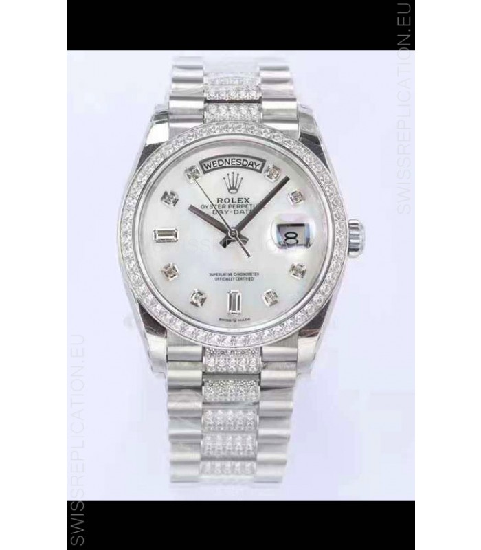 Rolex Day Date Presidential 904L Steel 36MM - White Pearl Dial 1:1 Mirror Quality Watch