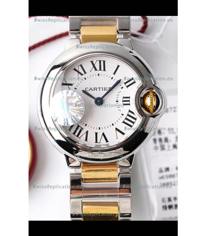 Ballon De Cartier Swiss Quartz 1:1 Mirror Quality 28MM in 2 Tone Casing White Dial 