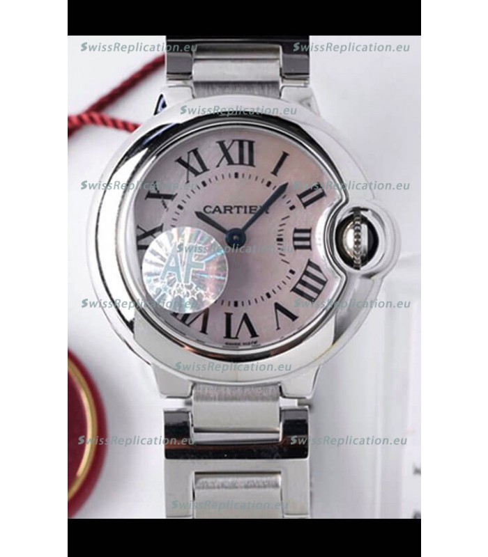 Ballon De Cartier Swiss Quartz 1:1 Mirror Quality 28MM in Steel Casing White Pearl Dial 