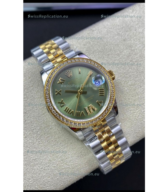 Rolex Datejust M278383RBR 31MM Swiss Replica in 904L Steel 2 Tone Yellow Gold Green Dial 1:1 Quality