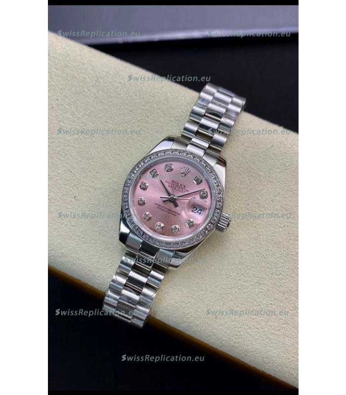 Rolex Datejust 279139 28MM Swiss Replica in 904L Steel in Pink Dial - 1:1 Mirror Replica