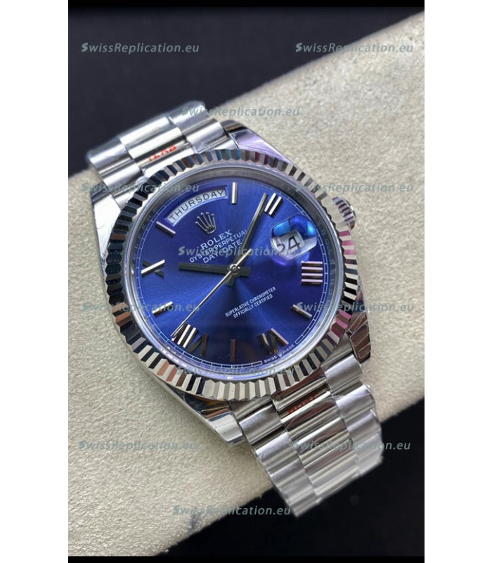 Rolex Day Date M228206-0015 904L Steel 40MM - Blue Dial 1:1 Mirror Replica