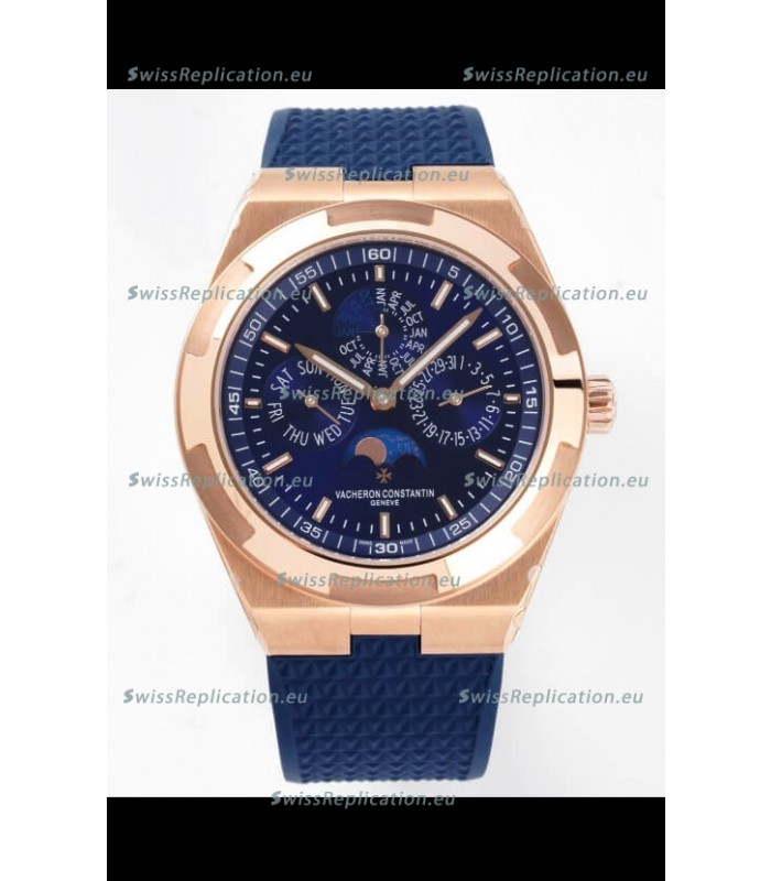 Vacheron Constantin Overseas Perpetual Calendar Ultra-Thin Blue Dial Rose Gold Casing Replica