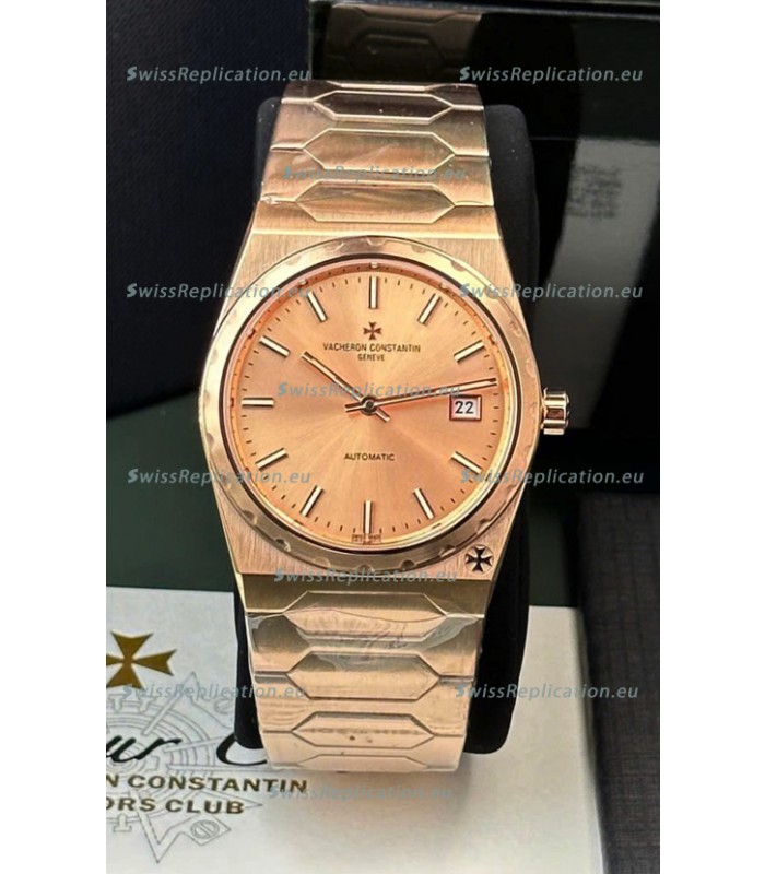 Vacheron Constantin Historiques 222 Super Clone 37MM Rose Gold Watch in Pink Dial 