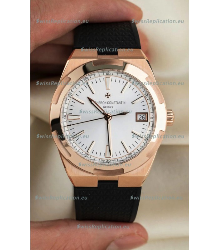 Vacheron Constantin Super Clone Overseas Edition Rose Gold Casing Rubber Strap