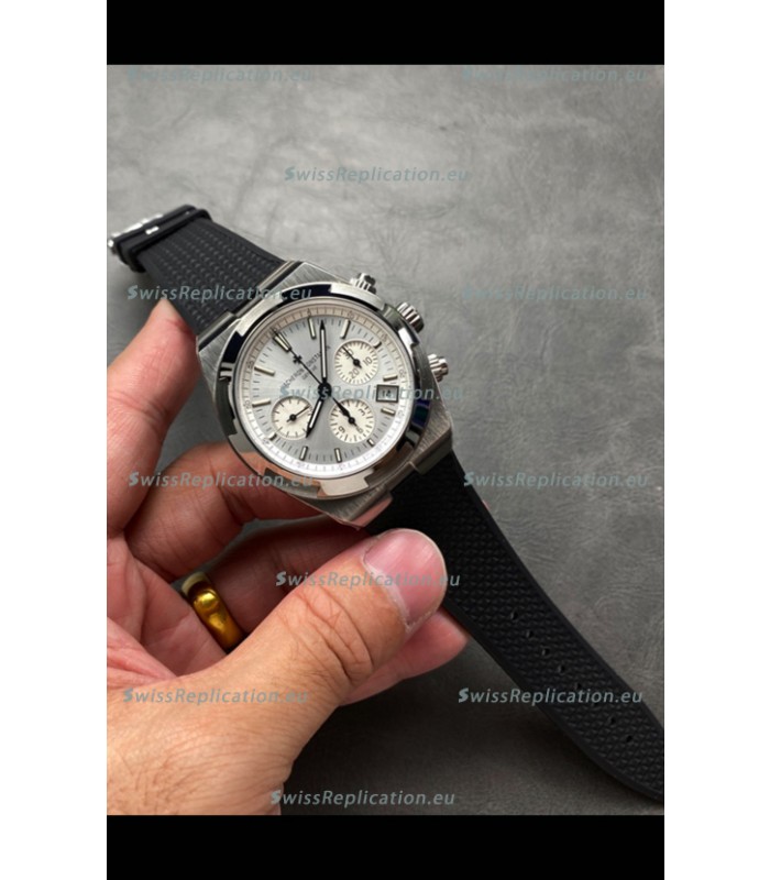 Vacheron Constantin Super Clone Overseas Chronograph Steel Dial Swiss Watch - Rubber Strap