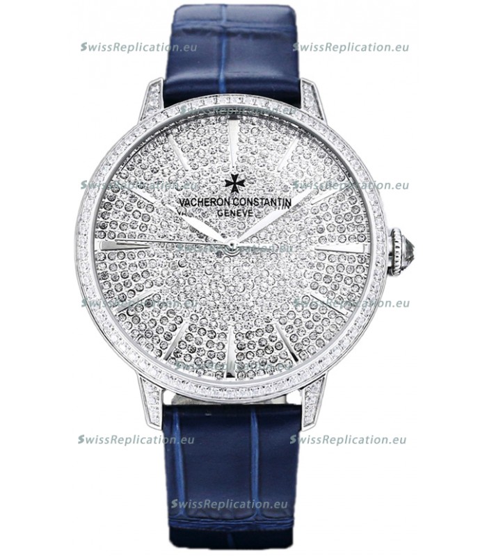Vacheron Constantin Patrimony Self-Winding Jewellery Diamonds Paved Dial in White Gold Plating