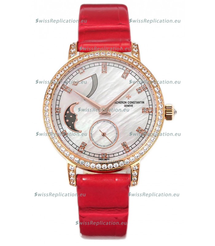 Vacheron Constantin Traditionelle Moon Phase Mother of Pearl Dial in Rose Gold Swiss Replica