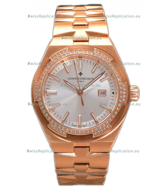 Vacheron Constantin Overseas Rose Gold Steel Dial 35MM Swiss Replica Watch 