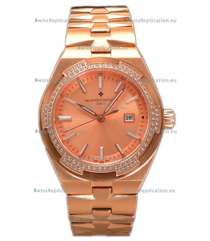 Vacheron Constantin Overseas Rose Gold Casing and Dial 35MM Swiss Replica Watch 
