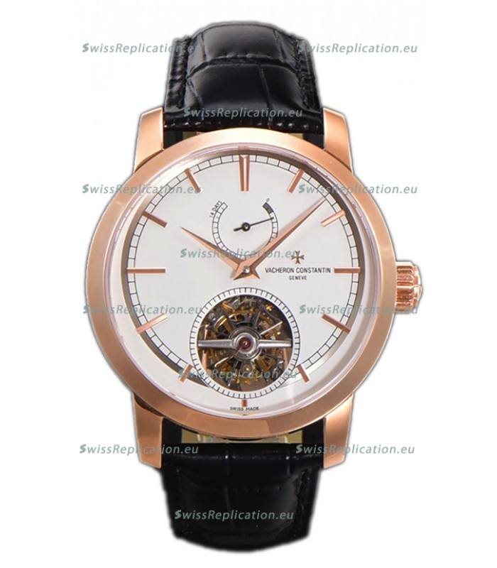 Vacheron Constantin Traditionelle 14-Day Tourbillon White Dial Rose Gold 1:1 Mirror Replica Watch 