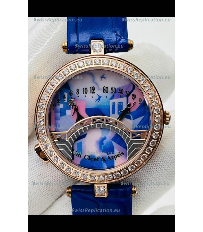 Van Cleef & Arpels Lady Arpels Pont des Amoureux in Rose Gold Blue Strap