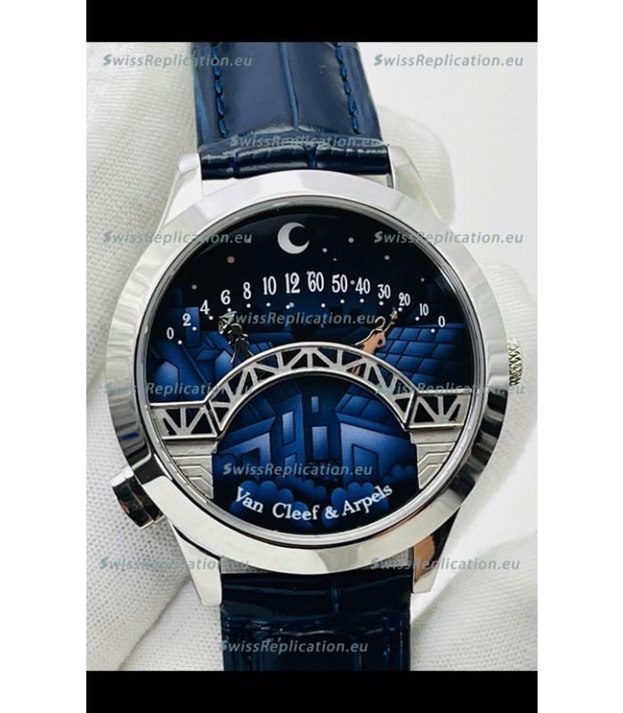Van Cleef & Arpels Lady Arpels Pont des Amoureux in Stainless Steel Navy Blue Strap