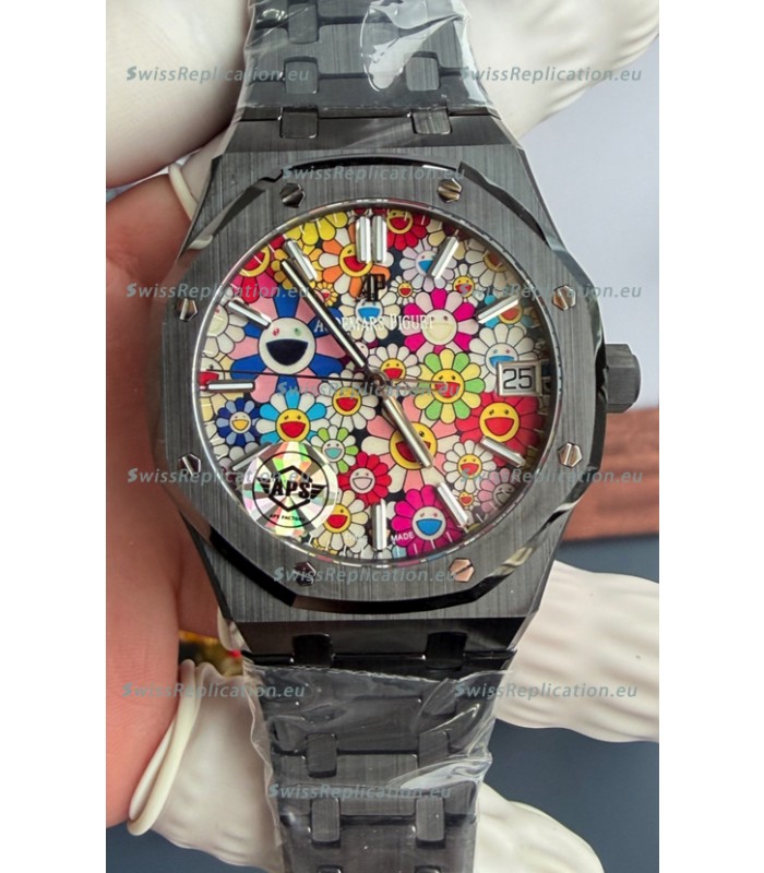 Audemars Piguet Super Clone Royal Oak Black Ceramic Watch in Sun-Flower Dial 