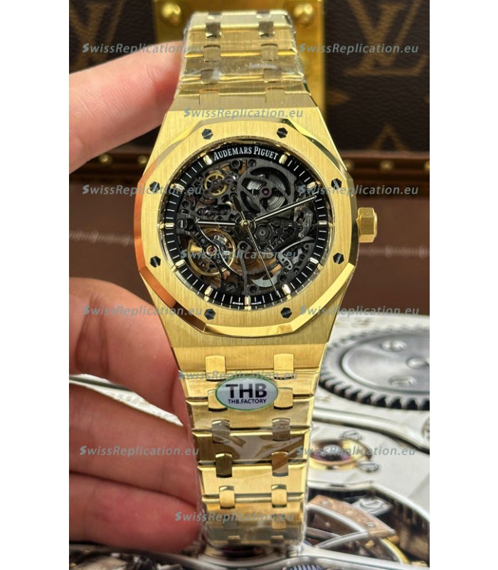 Audemars Piguet Royal Oak Super Clone Openworked Yellow Gold Watch
