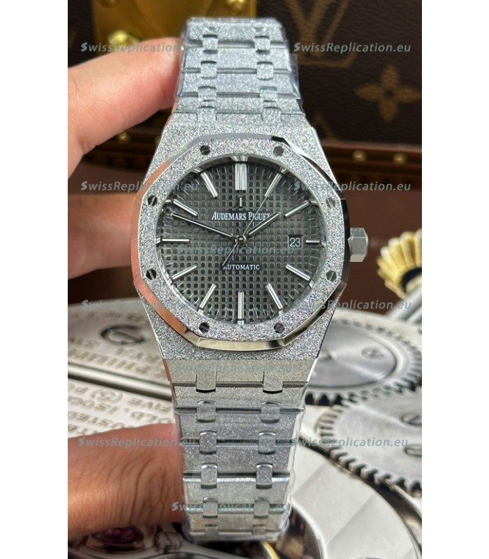 Audemars Piguet White Gold Plating Royal Oak Frosted 37MM Grey Dial Watch 