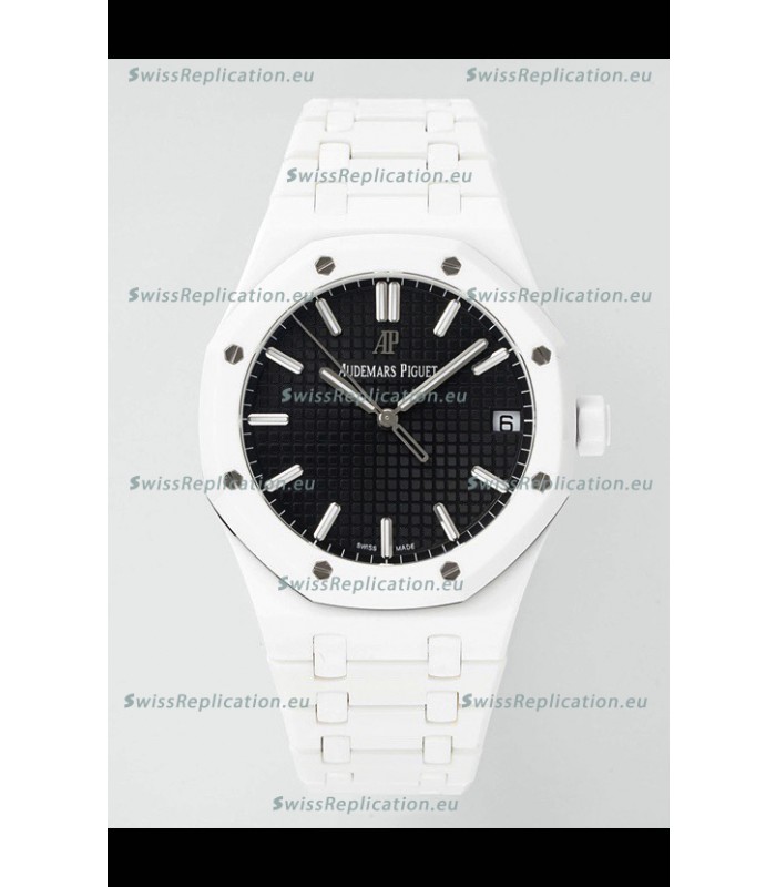 Audemars Piguet Royal Oak 15500 White Ceramic Super Clone Black Dial Watch 