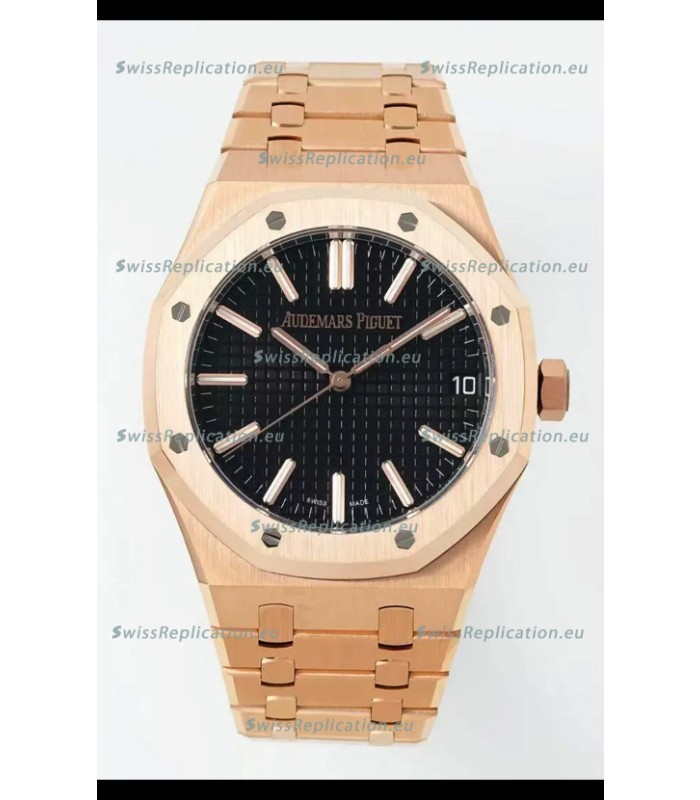 Audemars Piguet Royal Oak 15510OR 41MM Rose Gold Black Dial Super Clone Replica Watch