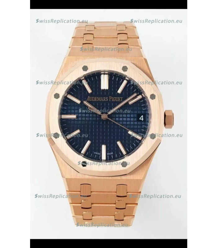Audemars Piguet Royal Oak 15510OR 41MM Rose Gold Blue Dial Super Clone Replica Watch
