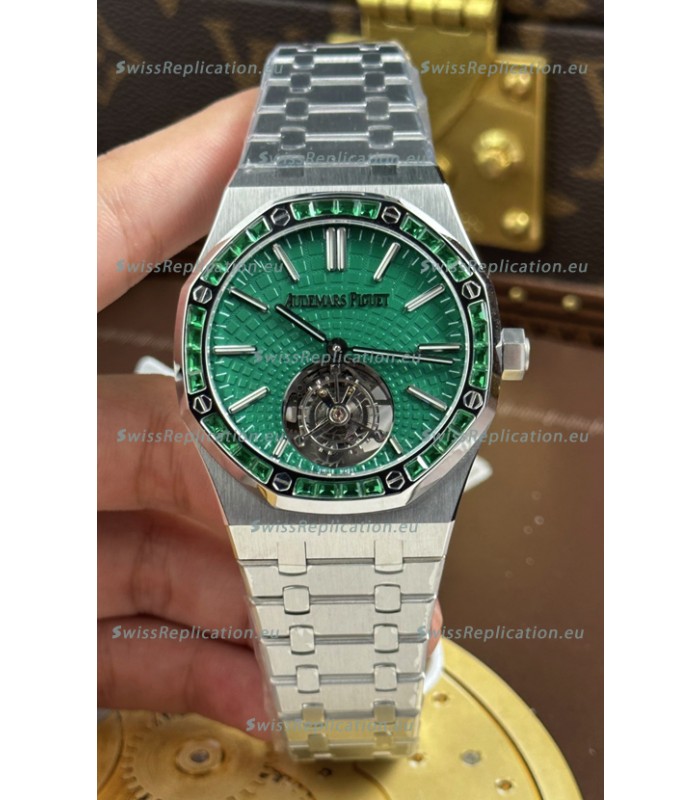 Audemars Piguet Super Clone Royal Oak Flying Tourbillon 41mm Green Dial Watch 