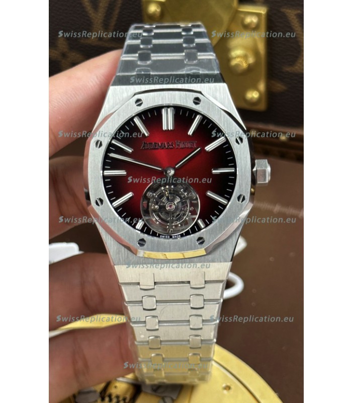 Audemars Piguet Super Clone Royal Oak Flying Tourbillon 41mm Burgundy Dial Watch 