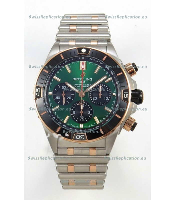 Breitling Chronomat Super Clone B01 42 Edition Swiss Two Tone Green Dial Watch 