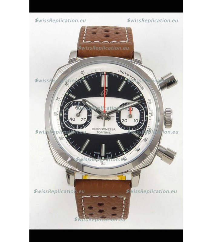 Breitling Top Time Super Clone Chronograph Brown Leather Strap Watch 