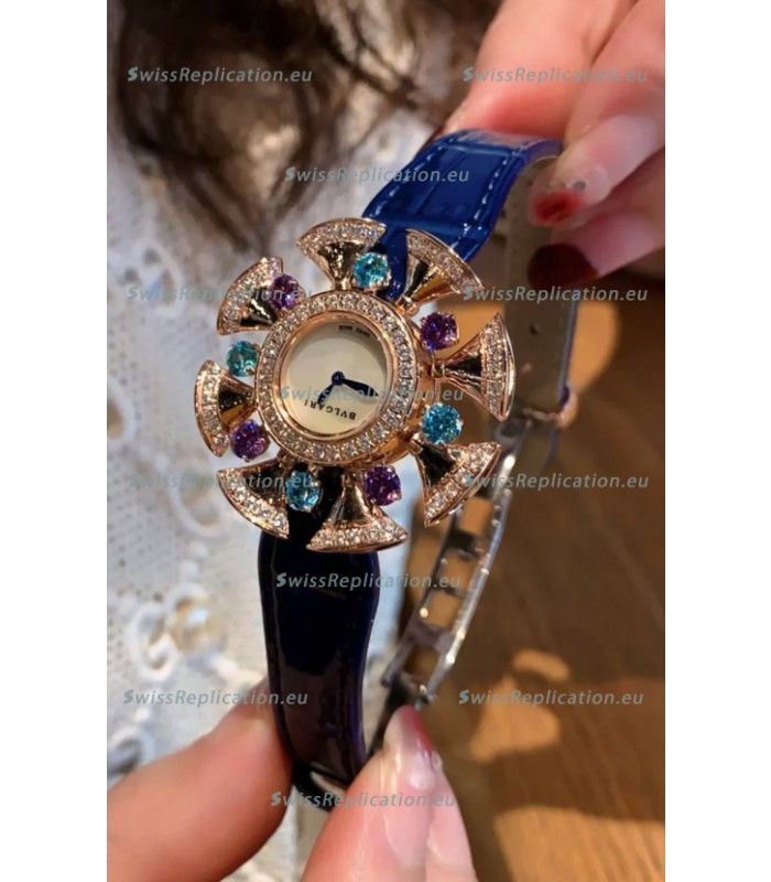 Bvlgari Divas's Dream Edition Watch in Rose Gold Casing - Diamonds Paved Bezel Swiss Replica