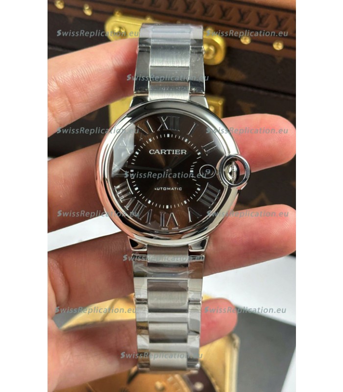 Ballon De Cartier Brown Dial 1:1 Mirror Swiss Replica Watch in 904L Steel Casing - 42MM