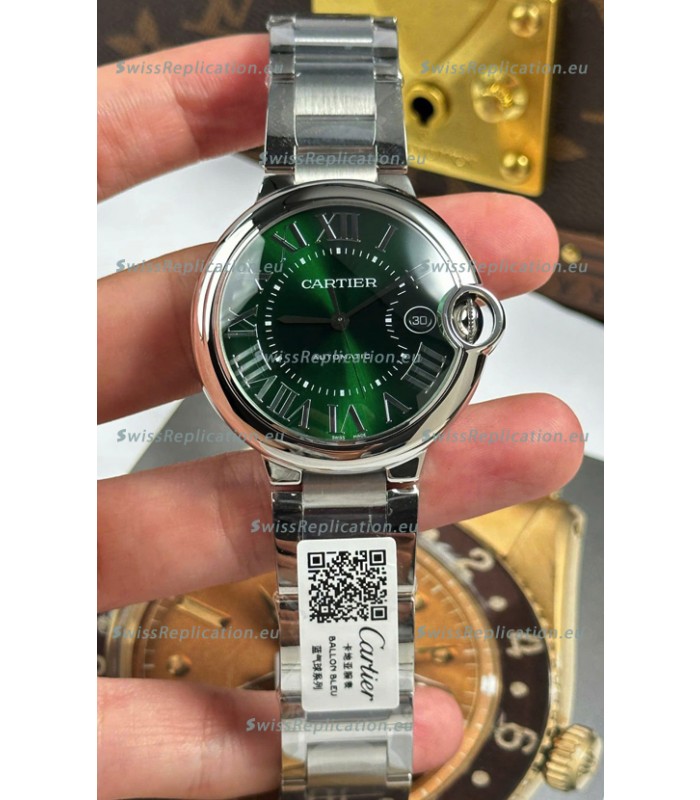 Ballon De Cartier Green Dial 1:1 Mirror Swiss Replica Watch in 904L Steel Casing - 42MM