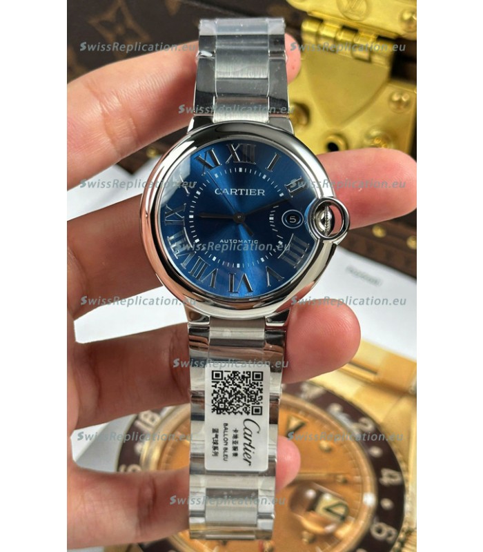 Ballon De Cartier Blue Dial 1:1 Mirror Swiss Replica Watch in 904L Steel Casing - 42MM