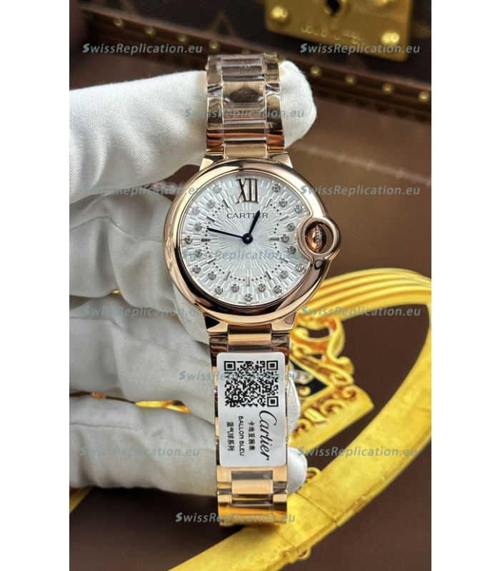Ballon De Cartier Swiss Quartz 1:1 Mirror Quality 33MM in Rose Gold 